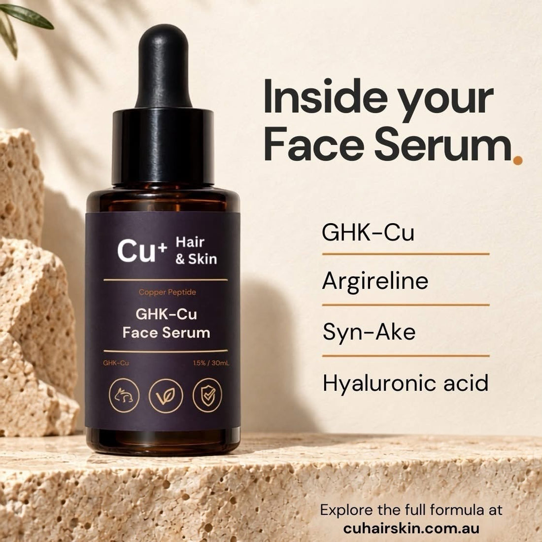 Cu Hair & Skin Face Serum With Active Peptides Displayed